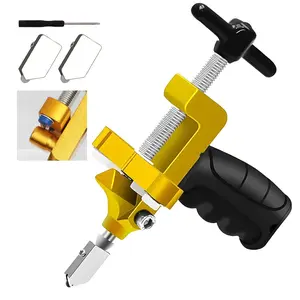 2-In-1 Glass Cutting Tool Kit, Carbide-Tipped Glass Cutter & Breaker Pliers, Portable Handheld Tool for Ceramic Mirror Tile Cutting, Manual Tile Cutter
