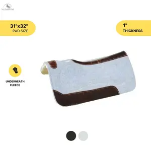 Felt Performance Equestrian Horse Tack Saddle Pad, 31x32 Size, 1" Thickness, Equipped with Wear Leathers for Enhanced Durability