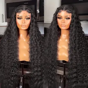 36 38Inch Deep Wave 13x6 HD Lace Front Wig Brazilian Human Hair 180Density 13x4 Deep Wave Lace Wig For Black Women Water Wave Transparent Lace Wigs