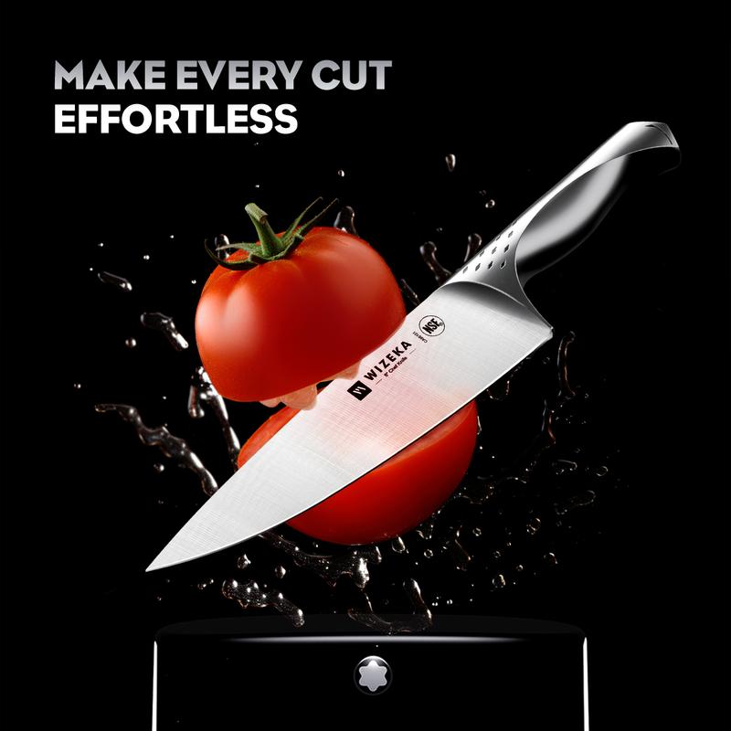 WIZEKA Jaguar Series Kitchen Knife Set with Block, Dishwasher Safe 15 Pcs Professional Chef Knife Set with Knife Sharpener, Food Grade German Stainless Steel Knife Block Set Gift for men Steak knife cooking knives Kitchen Knives kitchen accessories