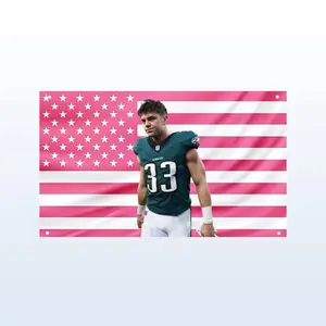 Cooper Dejean 33 Pink USA Flag | Eagles Football Duo Wall Tapestry | DeJawn Hot Aesthetic Dorm & Frat Decor hot actor wall art tv show tapestry