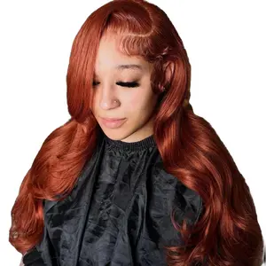 Bling Hair Reddish Brown Color Wigs Human Hair 13x4 Body Wave Lace Frontal Wig 180% Density Transparent Lace Front Wigs For Women