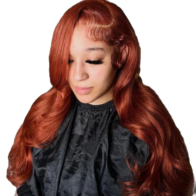 Bling Hair Reddish Brown Color Wigs Human Hair 13x4 Body Wave Lace Frontal Wig 180% Density Transparent Lace Front Wigs For Women