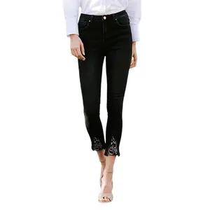 Amaryllis Dark Charcoal Stella Embroidered Skinny Jeans Size 8 Cotton Spandex Cotton Spandex Viscose Womenswear Bottom Embroidery