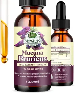 Amazing Botanicals Organic Mucuna Pruriens Herbal Tincture - Alcohol-Free, Non-GMO, No Glycerin Healthcare Wellness Supplement, Edible Dietary Liquid Extract, 30ml/1oz