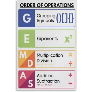 GEMDAS POSTER, Math Teacher Gift, Educational Posters, Math Rules, Rainbow Colors, Classroom Art Wall Decoration Poster Family Bar Restaurant Garage Cafe Art Sign Gift Unframe 20x30inch(50x75cm)