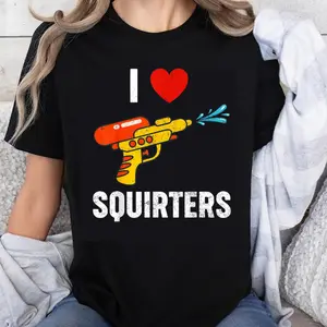 100% Cotton I Love Squirters Water Gun Shirt Funny Summer T-Shirt for Kids and Adults Water Fight Party Gift