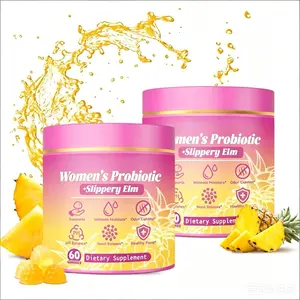 Feminine Probiotics Gummies - All in OneSolution with Slippery Elm and Prebiotics &Lactobacillus Probiotic Blend for Women's pHBalance and Dryness - Pineapple Gummies