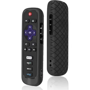 SQ-RDC004 Remote Case for Roku, Battery Cover for TCL Smart TV Steaming Stick, Silicone Protective Controller Remote Cover Universal Sleeve Skin Black
