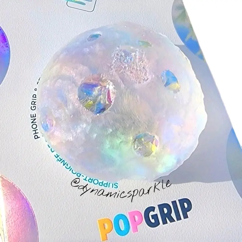 Opal Iridescent MOON Gemstone Druzzy Holographic Agate Geode Inspired Phone Grip car Cellphone Smartphone