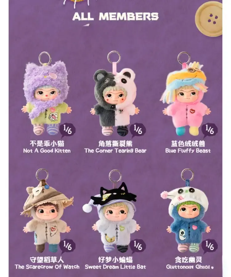 Wakuku Plush Series Blind Box, Anime Character Plush Soft Dolls, Handicraft Collectible Toy for Doll Enthusiasts