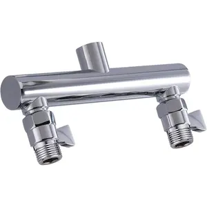 Double Outlet Shower Manifold with Shut Off Valve,Suitable for Dual Sprayer Showering System,Chrome,STC03