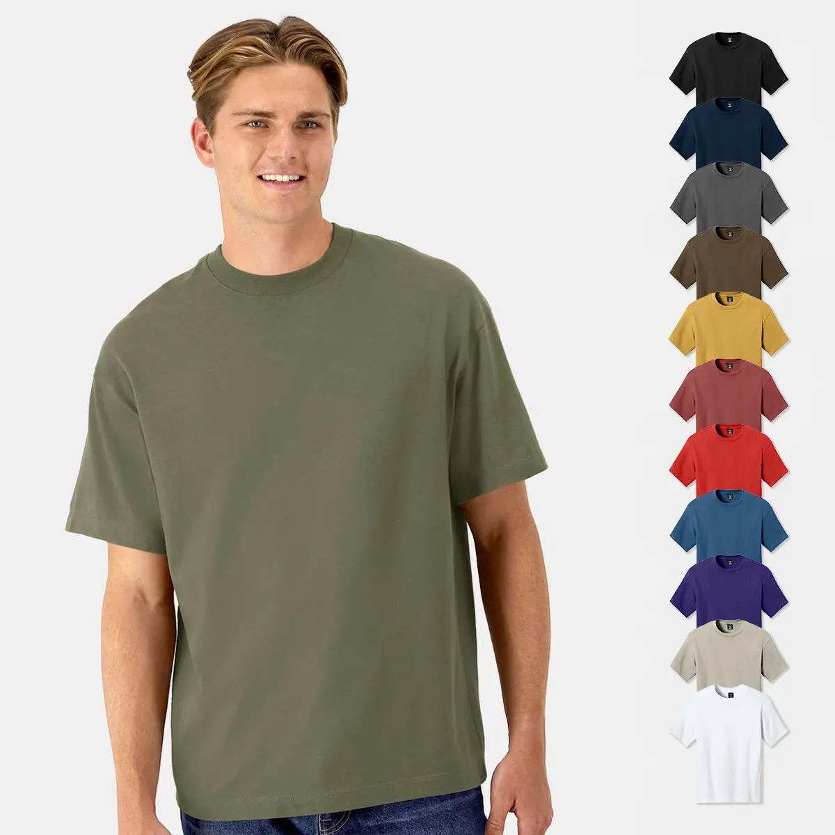 Hanes Beefy-T T-Shirts for Women & Men, Multi Pack Unisex Retro Street Tees, Oversized Bulk Crew Neck Undershirts - 11 Different Colors