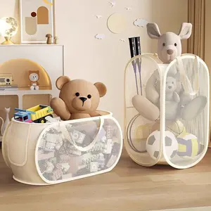 Large Capacity Toy Storage Basket with Divided Compartments for Easy Item Finding, Durable Large Capacity Plush Toy Storage Box Suitable for Children, Bathroom Hanging Bag Handheld Bucket Storage Basket Suitable for Living Room, Playroom, or Bedroom