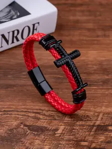 Men's Vintage Cross Design Magnetic Closure Bracelet, Stackable Bracelets, Fashionable Jewelry for Party, Daily Clothing Decor, Trendy All-match & Exquisite Jewelry for Birthday Gift, Cross Charm Bangle, Stacking Bracelet