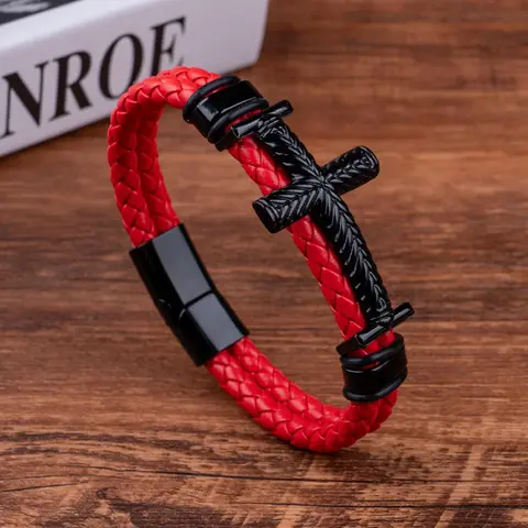 Men's Vintage Cross Design Magnetic Closure Bracelet, Stackable Bracelets, Fashionable Jewelry for Party, Daily Clothing Decor, Trendy All-match & Exquisite Jewelry for Birthday Gift, Cross Charm Bangle, Stacking Bracelet