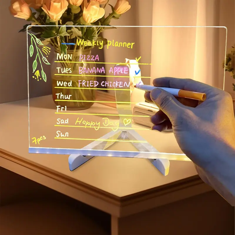 Lumiboard   LED Noteboard 13.8"x10" Acrylic Dry-Erase Board with Stand for Children's Educational Activities