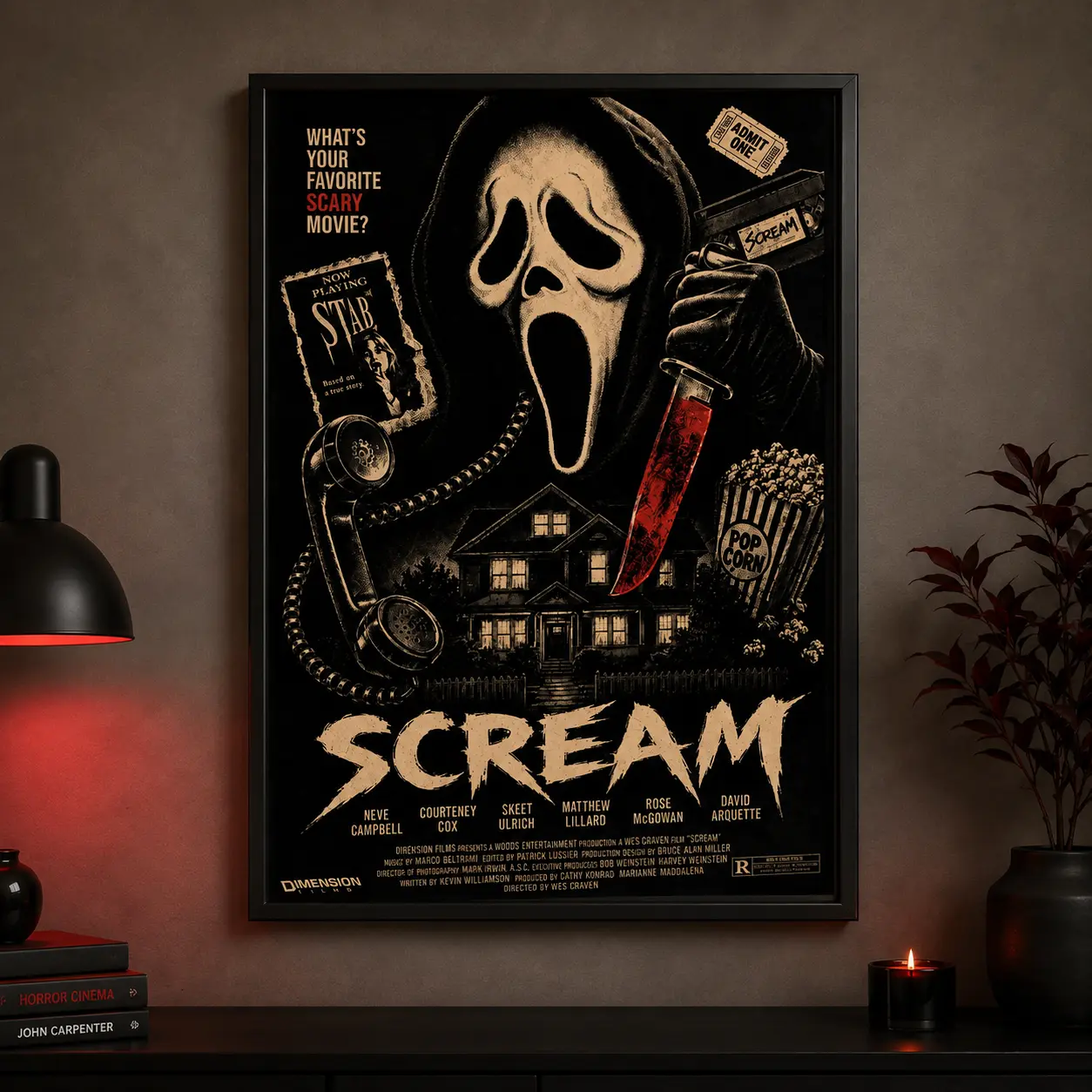 Scream Ghostface Vintage Horror Movie Canvas Wall Art, Dark Aesthetic Wall Decoration, Home Decor for Bedroom Gaming Room, Ideal Gift for Horror Movie Fans