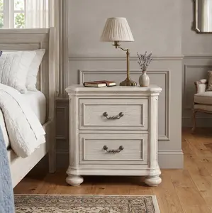 Roundhill Furniture Nelson 2-Drawer Bedroom Nightstand, Antique White