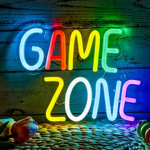 Game Zone Letter Decorative Light, Neon Light Sign, Bedroom Computer Gaming Room Decoration, Teenage Room Wall Background, New Year Gift, USB Powered