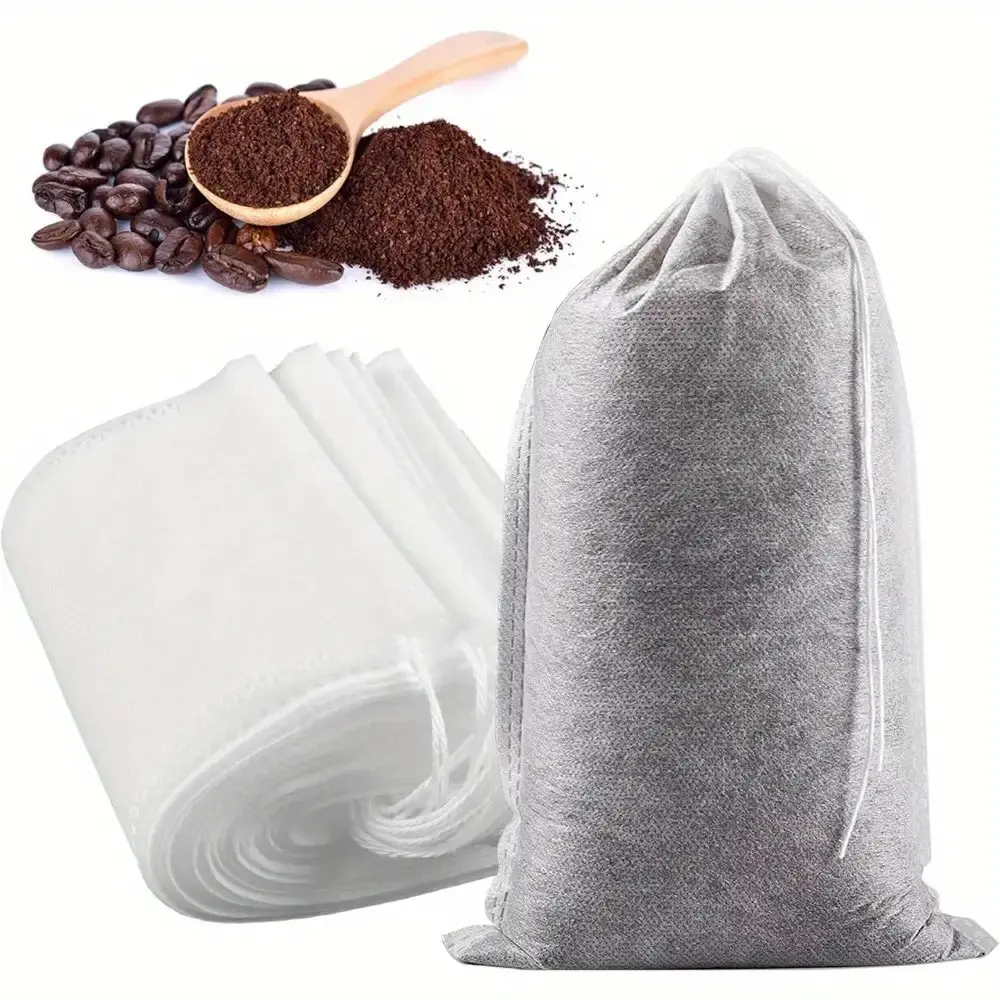 100pcs Disposable Cold Brew Coffee Filter Bags with Drawstring, Mess-Free Reusable Filters for Iced Coffee and Tea, Coffee Bar Accessories
