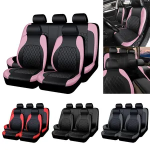 AUTOYOUTH Cute Car Seat Covers for Women Girls, PU Leather Waterproof Stylish Car Seat Protectors, Fits Most Cars SUVs Vans & Trucks, Airbag Compatible, Car Interior Accessories, Holiday Gifts