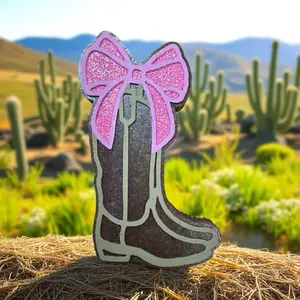 Pink Bow Cowboy Boot Car Freshie – Western Glitter Car Air Freshener