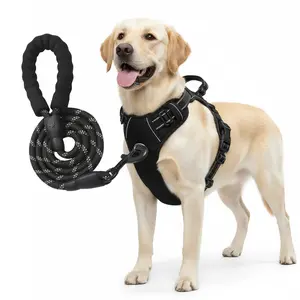 Pet Frenly No Pull Dog Harness & Leash Set – Adjustable Reflective Breathable Vest for Small, Medium & Large Dogs