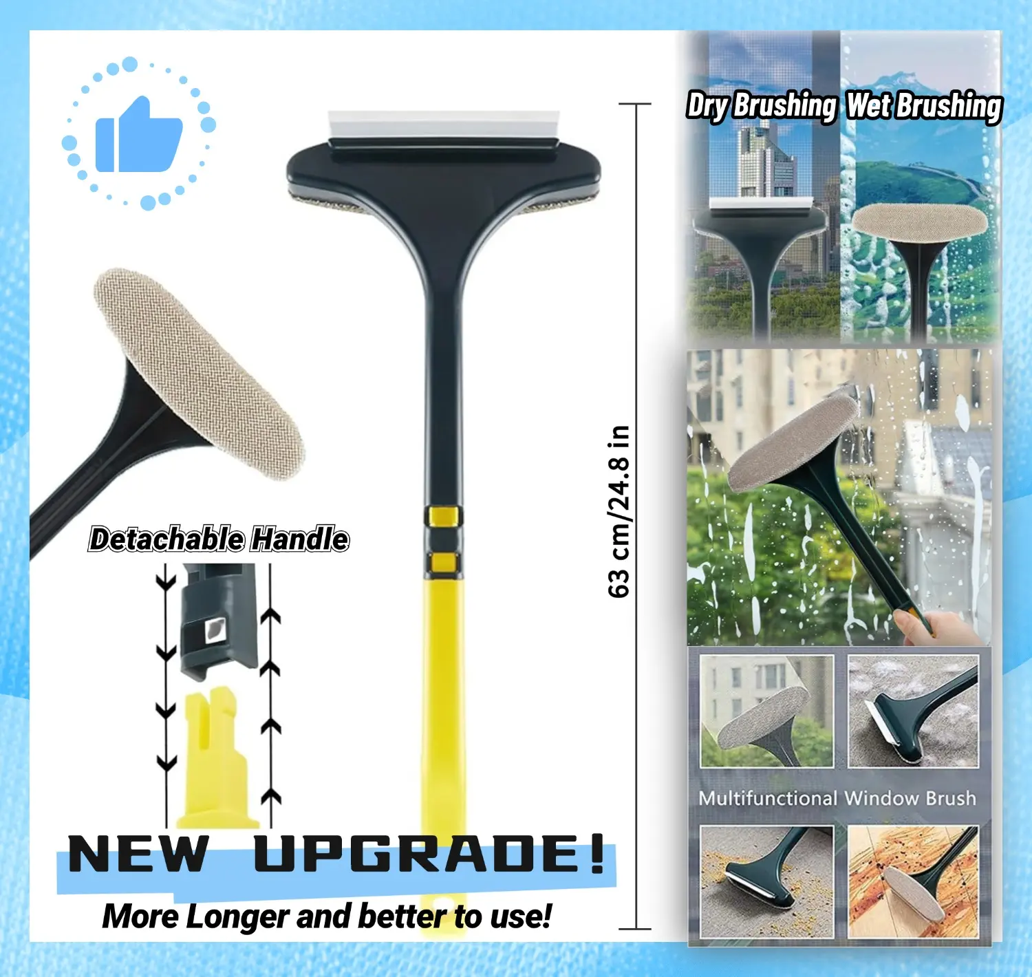 Cleaning Brush for Window Screen, 2026 New Multifunctional Window Screen Cleaning Brush Kit, Window Screen Net Mesh Cleaner, 4 in 1 Window Washer Squeegee Kit, Window Nets Cleaning Pet Hair Brush, Door Window Gap Broove Clean Tool