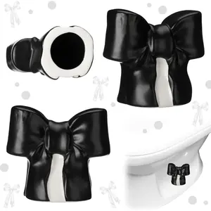 2 Pack Bolt Caps Decorative Coquette Bow Bolt Screw Cover Caps Cute Decoration Fun Themed Gadgets (Black)