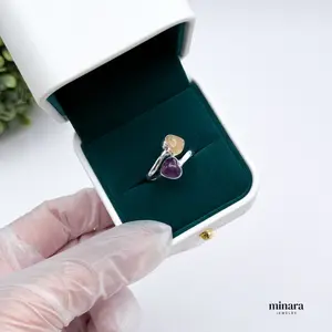 MINARA 950 Silver AMATISTA + CITRINO Anillo Cruzado