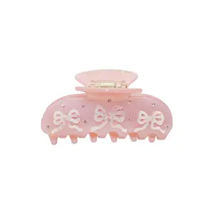 Sweetheart Clip in Pink Pixie Emi Jay with Tiny Stones & Cellulose Acetate for Low Bun or Half-Up-Half-Down Look 3" Ballerina Accessory