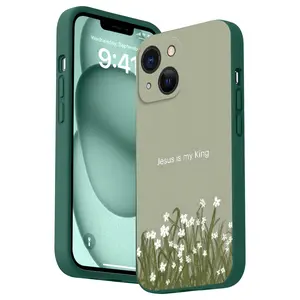 Jesus is my king Pattern Straight Edge Phone Case for iPhone 16 15 14 Pro Max 13 12 11 XR XS Plus Shockproof Full Camera Protective Durable slim Silicone Cover Cellphone Protective