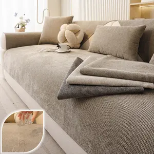Water-Resistant Linen-Look Textured Couch Covers for Dogs, Anti-Slip, Pet-Friendly, Machine Washable, Durable Fabric, Scratch-Proof, Dustproof Sofa Slipcover for 1/2/3/4-Seater, Sectional & L-Shaped Couch, Neutral Color Decor, Couch Sofa Protector
