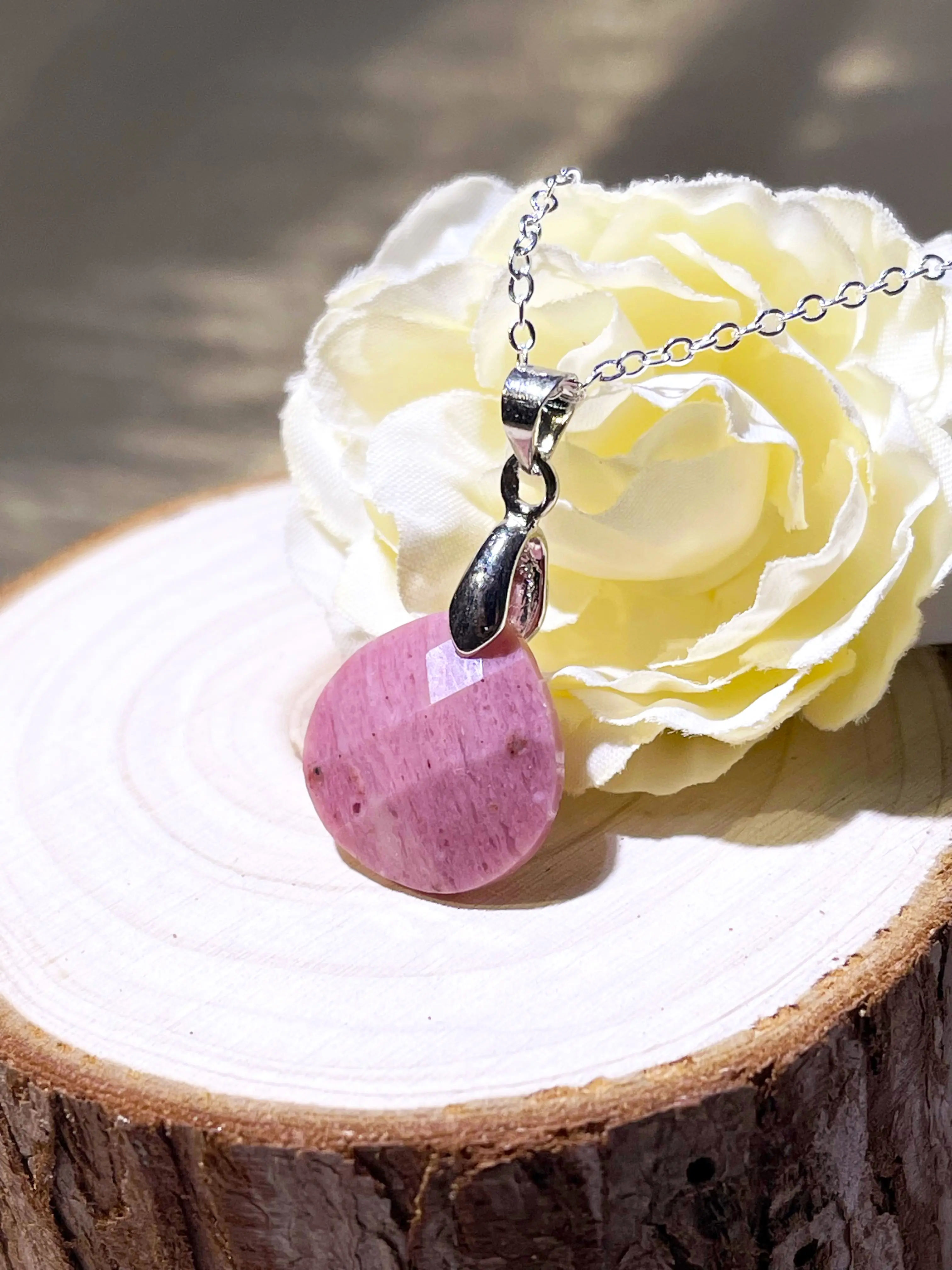 Rhodochosite Necklace,  Pink Crystal  Necklace （Randomly Selected for Shipping, You Can Join Our Live Stream to Pick）