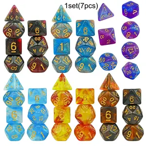 7 Piece Starry Effect Vibrant Dnd Dice Set, Durable Fun Tabletop Game Accessories, Perfect for Dungeons Game Role-Playing Games