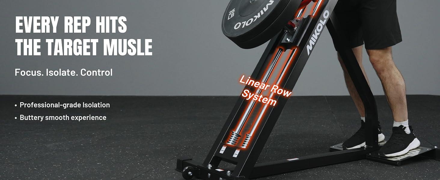 Mikolo Linear Row Machine, Back Workout Machine for Home Gym, Plate-Loaded Back Machine with Linear Bearing, Back Row Machine for Upper Body