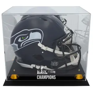 Seattle Seahawks Super Bowl LX Champions Golden Classic Helmet Logo Display Case