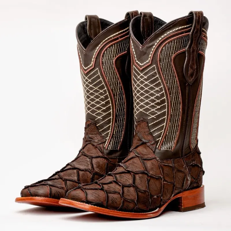 Matte Chocolate Leather Boots - Square Toe