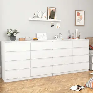 Spaco  Modern 8 Drawer Dresser with Deep Drawer,Storage Wide Chest of Drawer,Wood Bedroom Dresser with Handle-Less Design,TV Dresser for Living Room