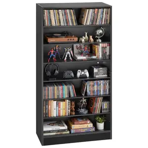 VEVOR Media Storage Cabinet, 7-Tier DVD Shelf Organizer, 27.56x 11.81x 55.12 in Multimedia Storage Organizer for CDs, DVDs, Books and Games, CD Shelf for Living Room, Home Office, Recording Room