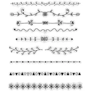 Clear Stamps for Card Making and Photo Album Decorations, Writing Line Silicone Stamps Floral Lines Transparent Rubber Stamps Seal for DIY Scrapbooking Supplies