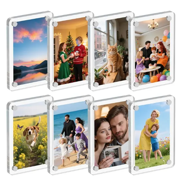 8 Pack Acrylic Magnetic Picture Frame for Fridge, 2.36x3.54 Inch Polaroid Frame for Refrigerator, Clear Instax Photo Frames, Mini Picture Magnet Frames for Home, School, Office