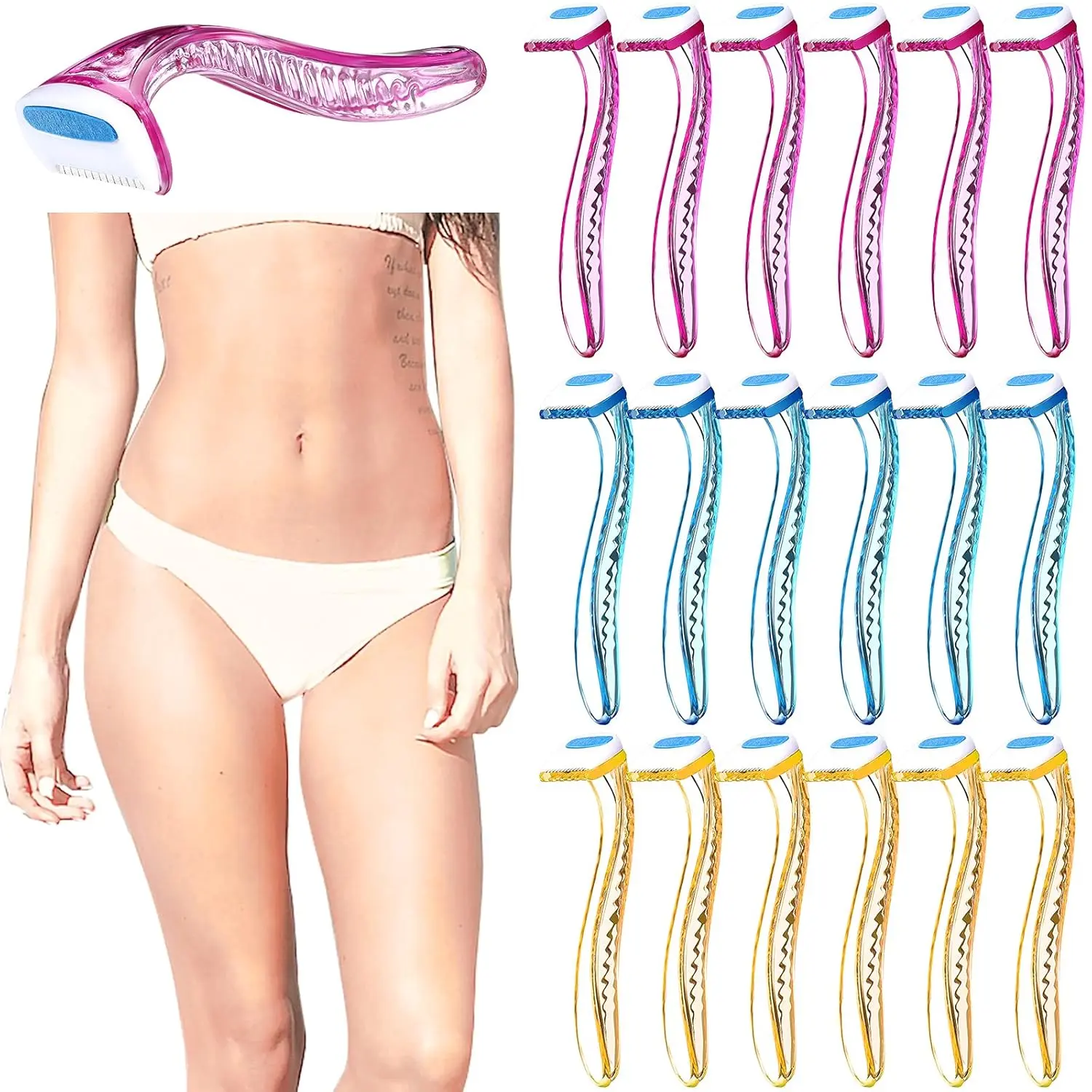 16 Counts Women's Disposable Razors Set for Beginners Sensitive Skin Shaving Kit Razor Gift Set(Rose Red)