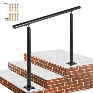 Fathersdaygift Adjustable Outdoor Stair Railing Kit, 3 FT Black Aluminum Handrails for 1-3 Steps, Angle-Adjustable Safety Handrail for Elderlydealsforyoudays