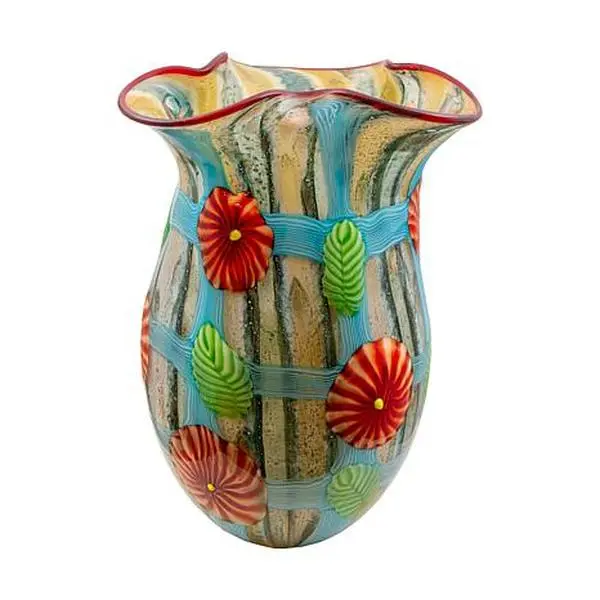 Tiffany Style Lighting Plazio Hand Blown Art Glass Vase