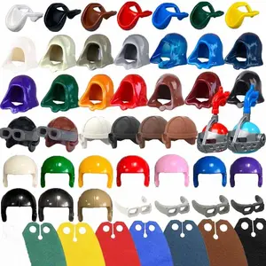 MOC Medieval Soldiers Figure Accessories Building Blocks Hood Cape Pilot Football Helmets Backpack Goggles Guns Mini Toys Bricks
