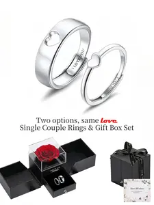 St. Patrick's Day Couple Heart Promise I Love You Rings Set Adjustable Geometric Jewelry Perfect Gift for Daily Wear Anniversary Date Travel & Lovers