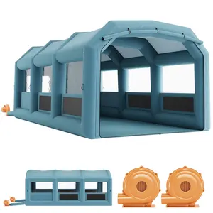 Garvee Inflatable Paint Booth, 26x15x11FT Inflatable Spray Booth Tent with 550W+750W Blower and Air Filter System, Portable Paint Booths for Car Part Motorcycle Workstation Furniture