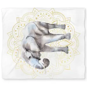 Begin Home Decor C1DCKSW0PVRV8Q Elephant on Mandalas Pattern Office Gray King Size Duvet Cover - Home Decor
